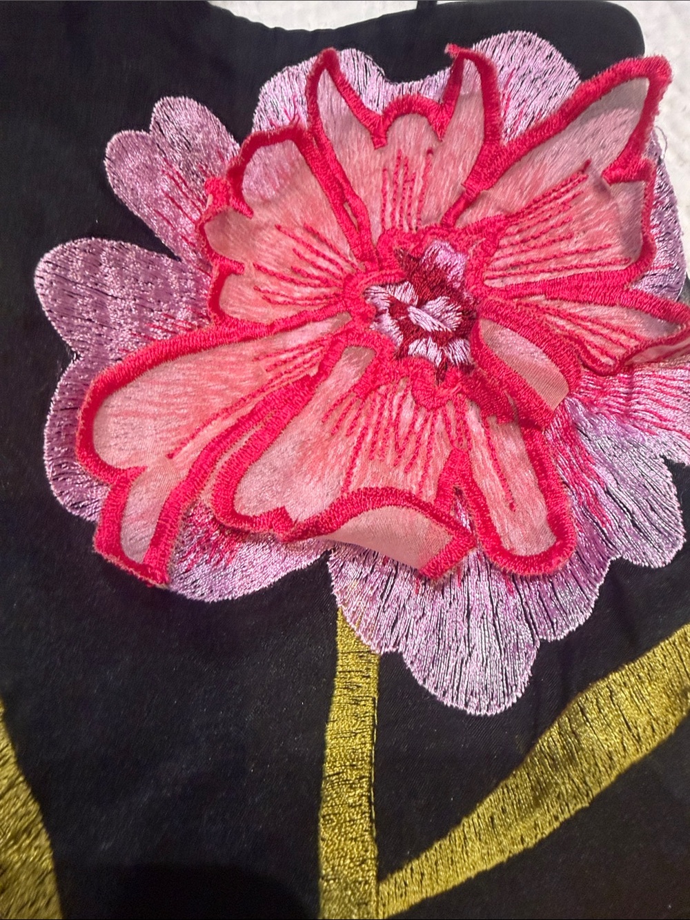 Anthropologie Black Strapless Dress with Yellow & Pink Floral Embroidery - Picture 7 of 7